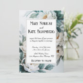 Witte bloemen Elegante bruiloft Kaart (Staand voorkant)