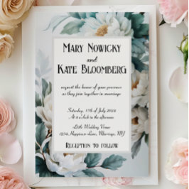 Witte bloemen Elegante bruiloft Kaart