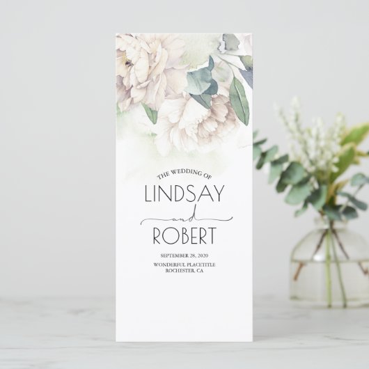  witte bloemen elegante bruiloft programma's (Staand voorkant)