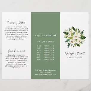 Witte Bloemen Elegante Business Trifold Brochure
