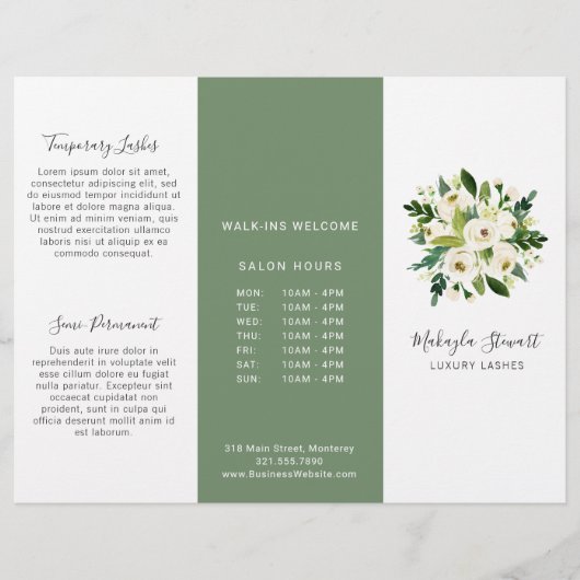 Witte Bloemen Elegante Business Trifold Brochure (Voorkant)