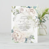  witte bloemen elegante verlovingsfeest kaart (Staand voorkant)