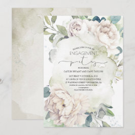 witte bloemen elegante verlovingsfeest kaart