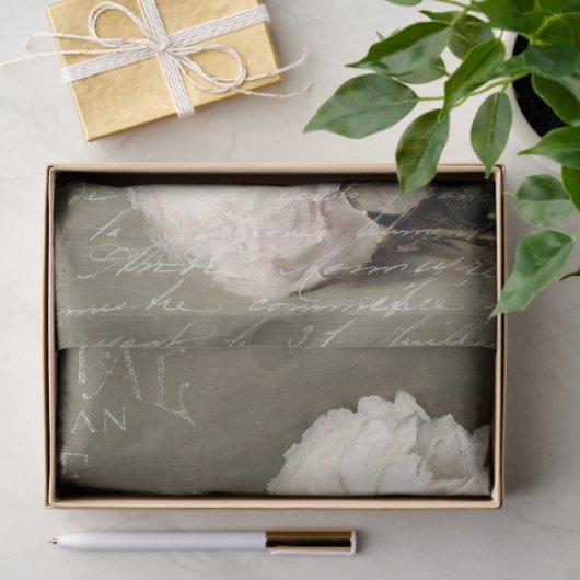Witte  bloemen en ephemera-ontkoppeling tissuepapier (Geschenk)