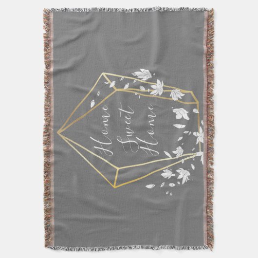 Witte bloemen en Geometrische rism Modern Deken (Voorkant Verticaal)