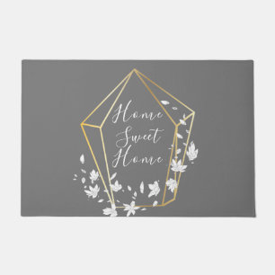 Witte bloemen en Geometrische rism Modern Deurmat