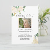 Witte Bloemen en Goud Leven feestelijke foto Kaart (Staand voorkant)