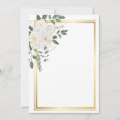 Witte bloemen en gouden lijst kaart (Voorkant)