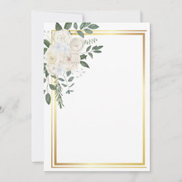 Witte bloemen en gouden lijst kaart
