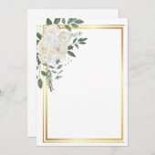 Witte bloemen en gouden lijst kaart (Voorkant / Achterkant)