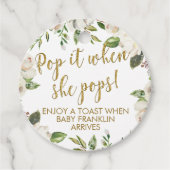 Witte Bloemen en Gouden Pop Het Wanneer Ze Poppen Bedankjes Labels (Voorkant)