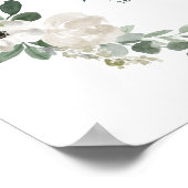  Witte Bloemen en Groen Baby Geboortestatistieken Poster (Hoek)