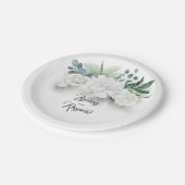 Witte bloemen en groen boeket Elegant Papieren Bordje (Gekanteld)