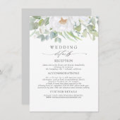 Witte Bloemen en Groen Bruiloft Informatie Informatiekaartje (Voorkant / Achterkant)