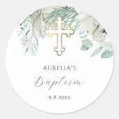 Witte bloemen en groen doopsel Sticker (Voorkant)