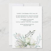 Witte bloemen en groen doopsel uitnodiging (Achterkant)