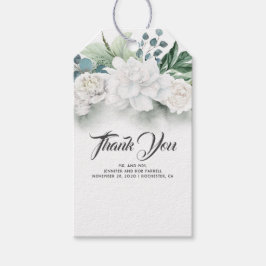 Witte bloemen en groen Elegant Cadeaulabel