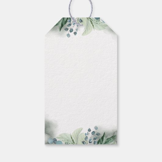 Witte bloemen en groen Elegant Cadeaulabel (Achterkant)
