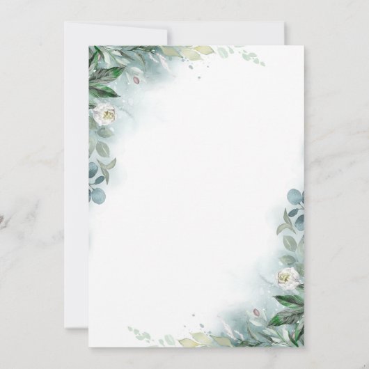 Witte bloemen en groen Elegant Vrijgezellenfeest Kaart (Achterkant)