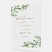 Witte bloemen en groen koppels douche acryl bord (Hoek)