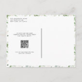 Witte bloemen en groen QR-code bruiloft Uitnodiging Briefkaart (Achterkant)