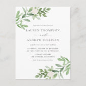 Witte bloemen en groen QR-code bruiloft Uitnodiging Briefkaart (Voorkant)