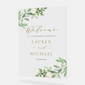 Witte bloemen en groen repetitie diner acryl bord (Hoek)