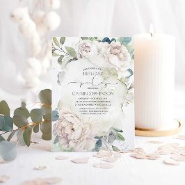 witte bloemen en groen Verjaardag Kaart