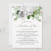 Witte bloemen en groen vieren het leven kaart (Voorkant)