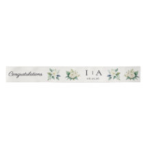 Witte Bloemen en Groene Custom Tekst Trouwen