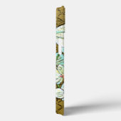 Witte bloemen en groene gedichten aan de bruine gr Case-Mate iPhone case (Achterkant / Rechts)