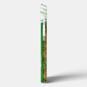 Witte bloemen en groene gedichten aan de bruine gr Case-Mate iPhone case (Achterkant / Links)