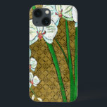Witte bloemen en groene gedichten aan de bruine gr iPhone 13 hoesje<br><div class="desc">Witte bloemen hangen van groene stengels in dit stuk van Chariklia Zarris. Dit is een eenvoudig maar elegant schilderij,  dat tegen een bruine achtergrond is ingesteld en is omgeven door een bruine rand. Voeg het toe aan je huis en geniet van de schoonheid!</div>