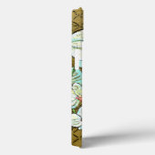 Witte bloemen en groene gedichten aan de bruine gr Case-Mate iPhone case (Achterkant / Rechts)