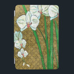 Witte bloemen en groene gedichten aan de bruine gr iPad mini cover<br><div class="desc">Witte bloemen hangen van groene stengels in dit stuk van Chariklia Zarris. Dit is een eenvoudig maar elegant schilderij,  dat tegen een bruine achtergrond is ingesteld en is omgeven door een bruine rand. Voeg het toe aan je huis en geniet van de schoonheid!</div>