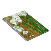 Witte bloemen en groene gedichten aan de bruine gr notitieboek (Rechterzijde)