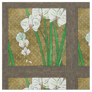 Witte bloemen en groene gedichten aan de bruine gr stof
