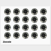 Witte Bloemen en Groene Huwelijkdecoratie Ronde Sticker (Vel)