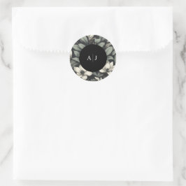 Witte Bloemen en Groene Huwelijkdecoratie Ronde Sticker