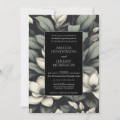 Witte Bloemen en Groene QR Bruiloft Kaart (Voorkant)