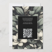 Witte Bloemen en Groene QR Bruiloft Kaart (Achterkant)