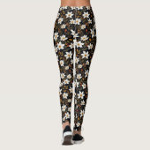 Witte bloemen en herfstbladeren leggings (Achterkant)