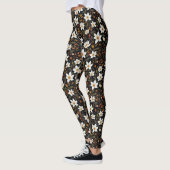 Witte bloemen en herfstbladeren leggings (Links)