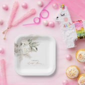 Witte Bloemen en Pampagras Boho Bruidsdiner Papieren Bordje (Feest)