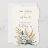 Witte bloemen en pampas gras kaart (Voorkant)