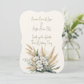 Witte bloemen en pampas gras kaart (Staand voorkant)