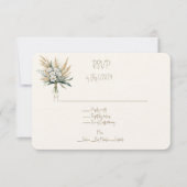 Witte Bloemen en Pampas Grass Bruiloft Boeket RSVP Kaartje (Voorkant)