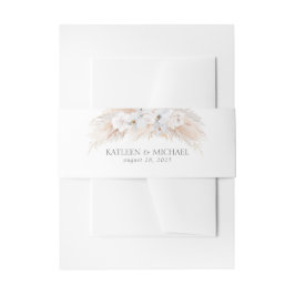 Witte Bloemen en Pampas Grass Bruiloft Uitnodigingen Wikkel