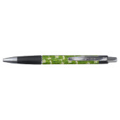 Witte bloemen en Planten lederen zwarte inktpen Pen (Achterkant)