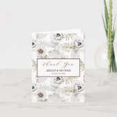 Witte bloemen en veren bedankkaart (Voorkant)